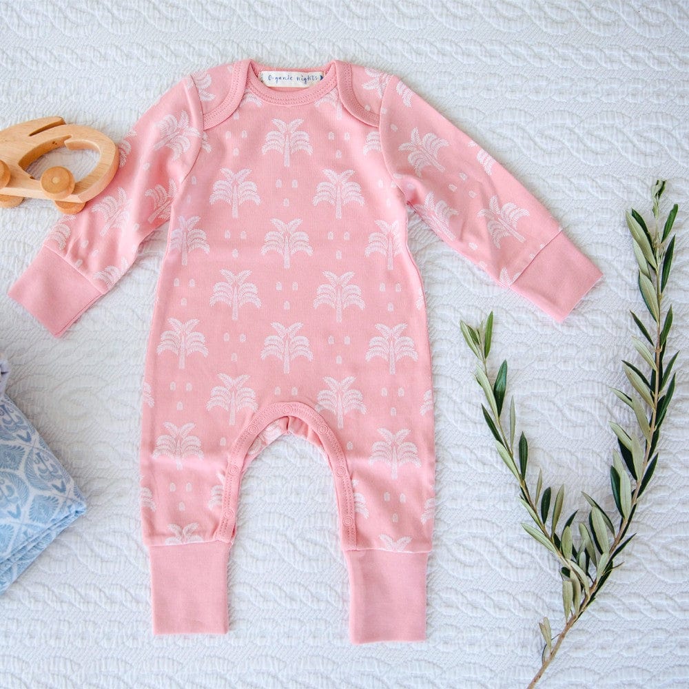 Organic Nights Baby Sleepsuit - Blush Pink