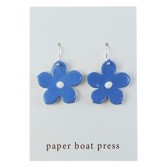 Paper Boat Press Large Flower Drop Earrings - Blue
