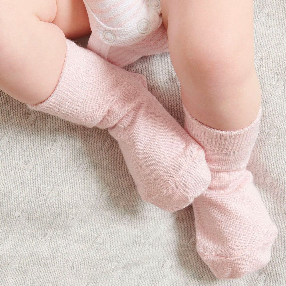 Purebaby Organic Cotton Socks 3pk - Pale Pink
