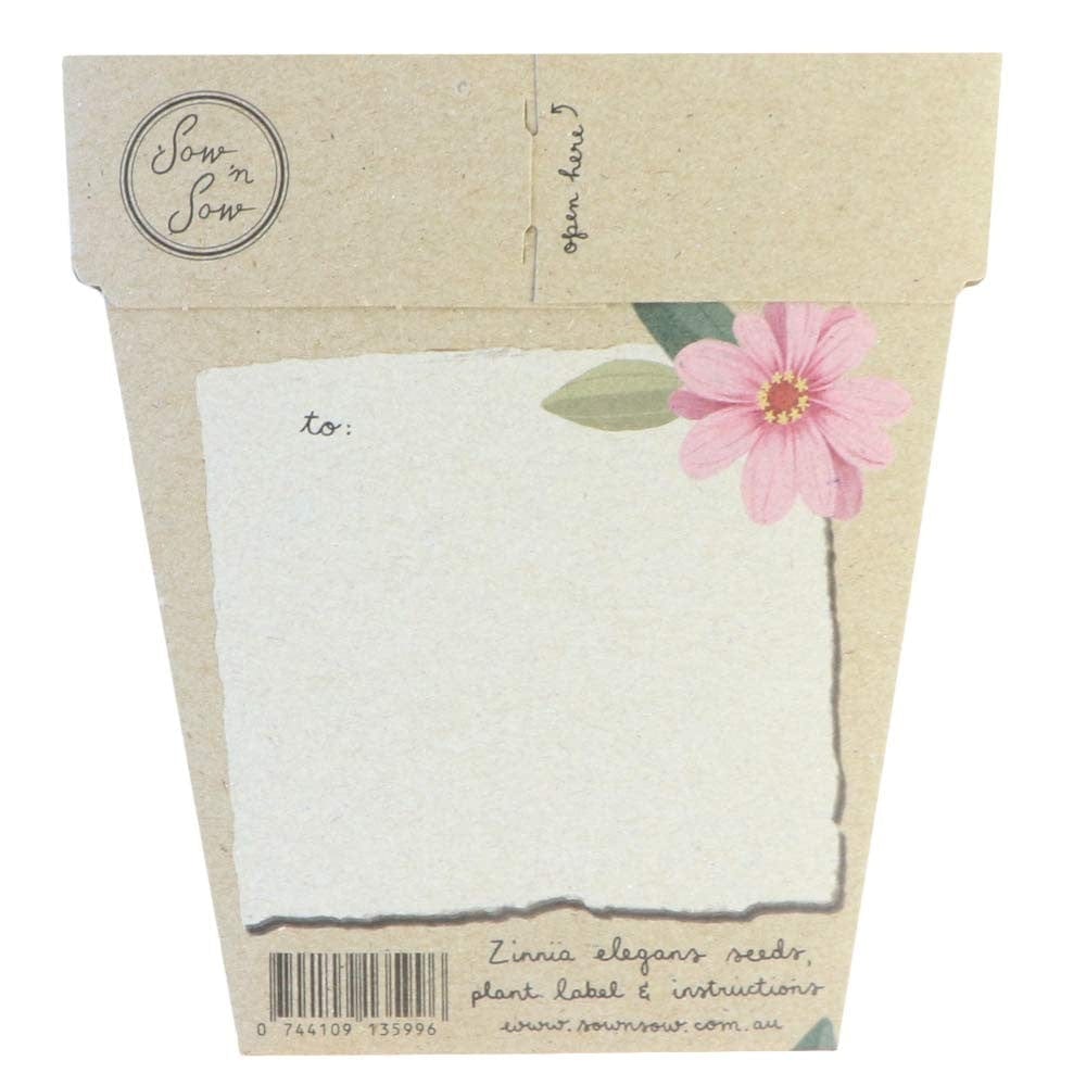 Sow 'n Sow gift of Seeds Greeting Card - Happy Birthday Zinnia