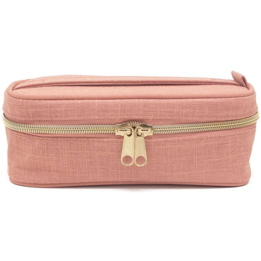 SoYoung Petite Raw Linen Makeup Bag Beauty Poche - Muted Clay