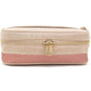 SoYoung Petite Raw Linen Makeup Bag Beauty Poche - Rose Gold Colour Block