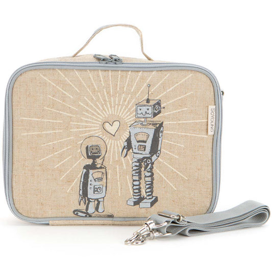 SoYoung Raw Linen Insulated Lunch Box - Robot Playdate