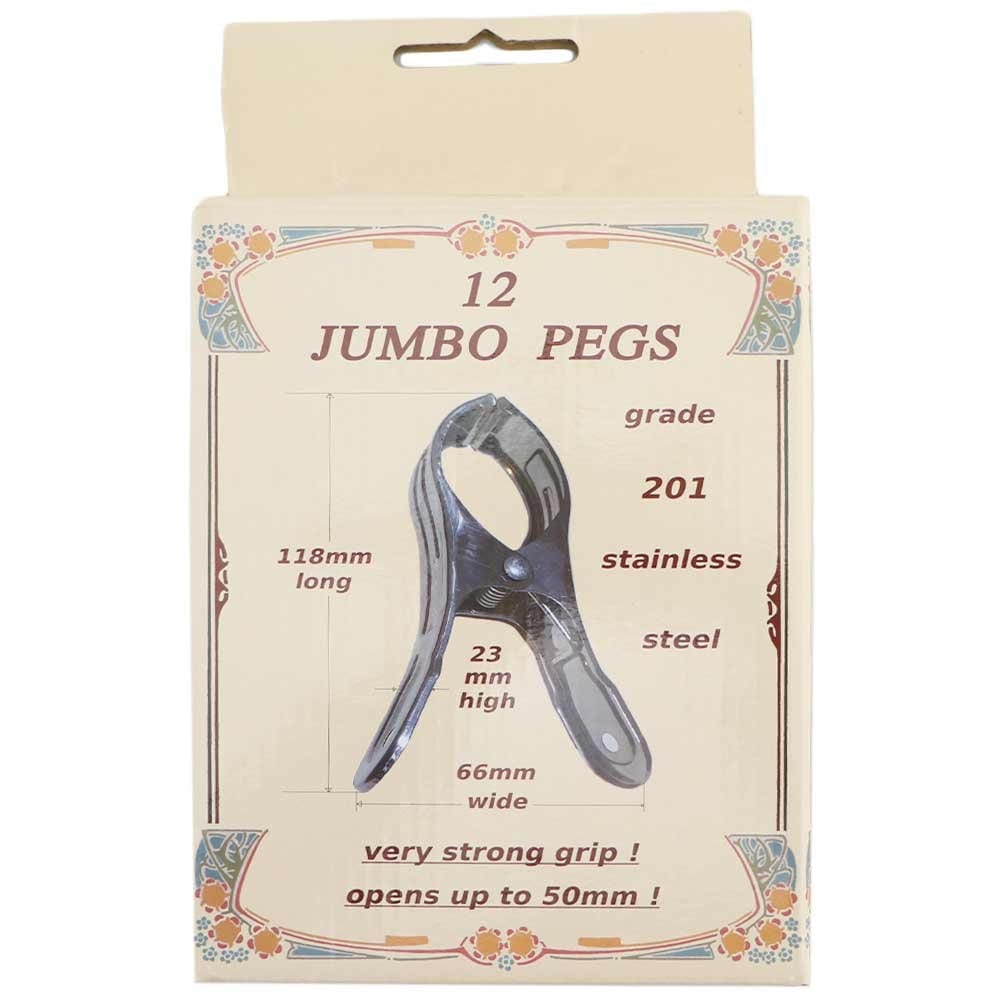 Stainless Steel Jumbo Pegs 201 Grade 12pc (in Cardboard Box)