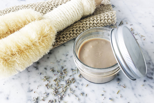 Homemade deodorant paste in small glass jar