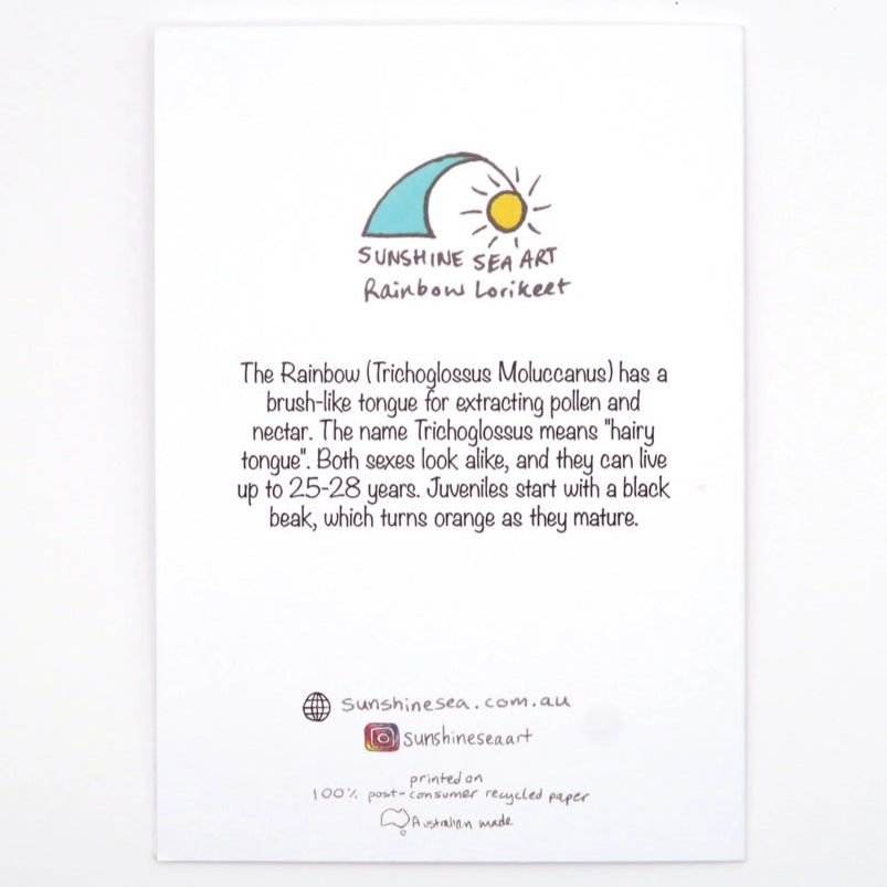 Sunshine Sea Art Greeting Card - Rainbow Lorikeet