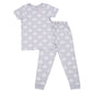 100% Organic Cotton Summer T-Shirt and Long-Leg Pyjama Set - Palms & Pineapples in Grey