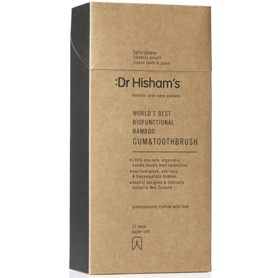 Dr Hisham's Bamboo Gum & Toothbrush - Box of 12 (Mixed)
