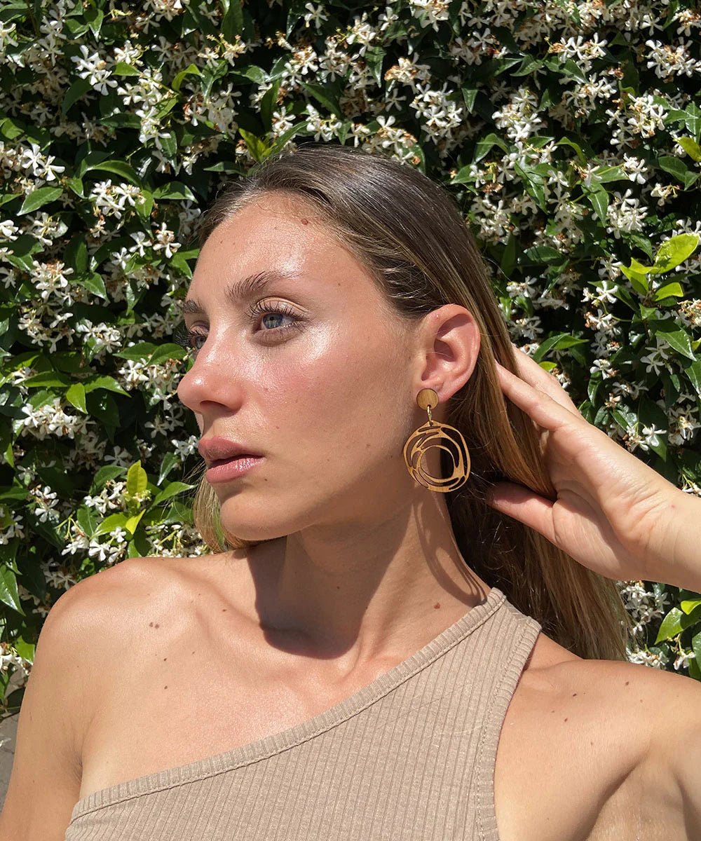 Samantha Abbott TDC Wooden Drop Earrings - Cosmic