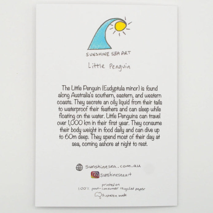 Sunshine Sea Art Greeting Card - Little Penguin
