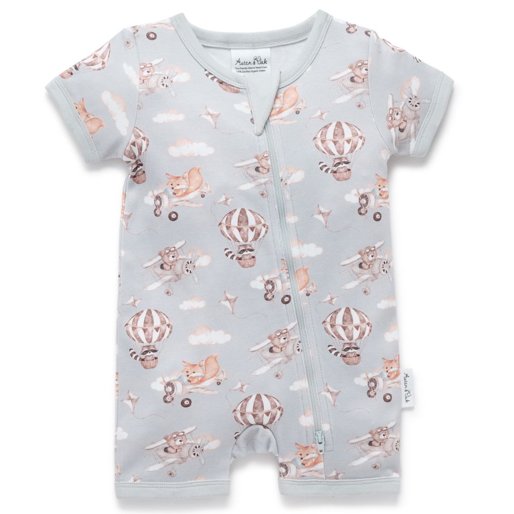 Aster & Oak Flying Friends Zip Romper