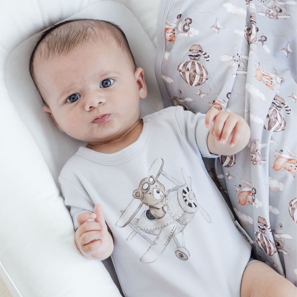 Aster & Oak Flying Oli Bear Print Onesie
