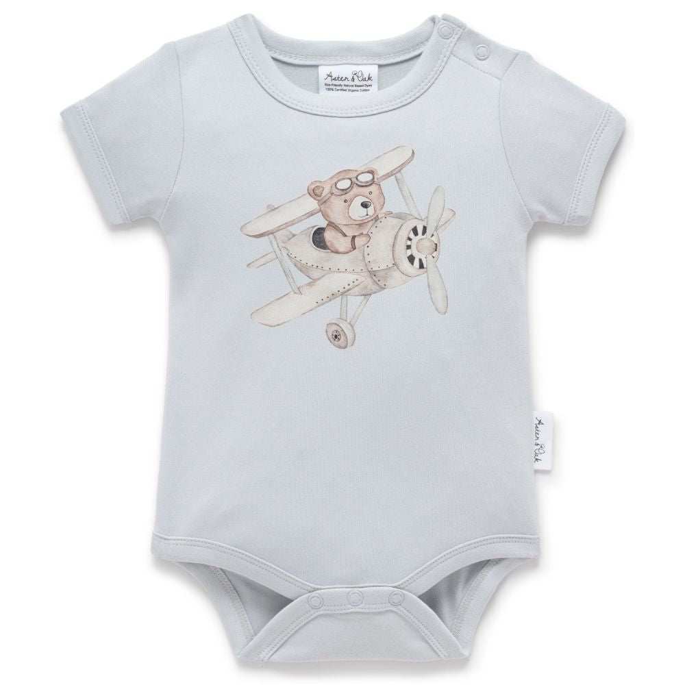 Aster & Oak Flying Oli Bear Print Onesie