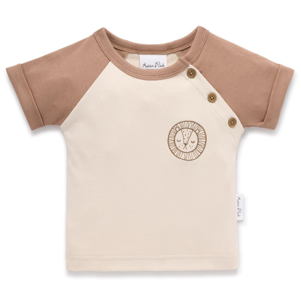 Aster & Oak Lion Embroidered Raglan Tee