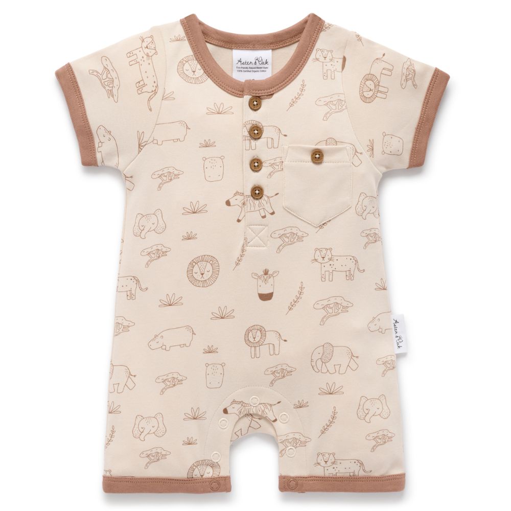 Aster & Oak Safari Adventure Henley Romper