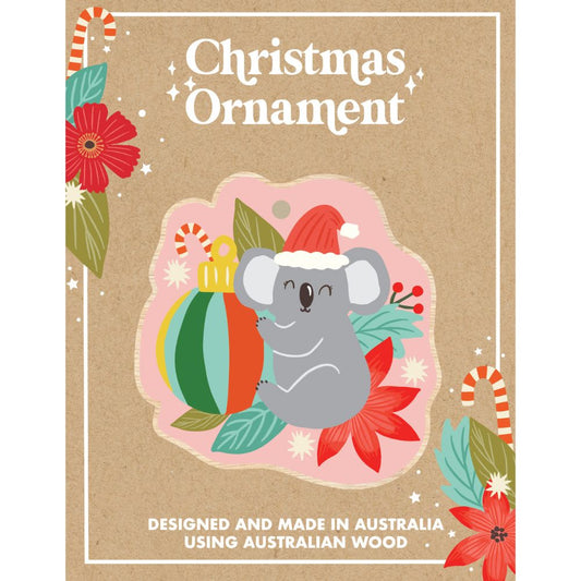 Aero Christmas Ornament - Koala With Bauble Pink