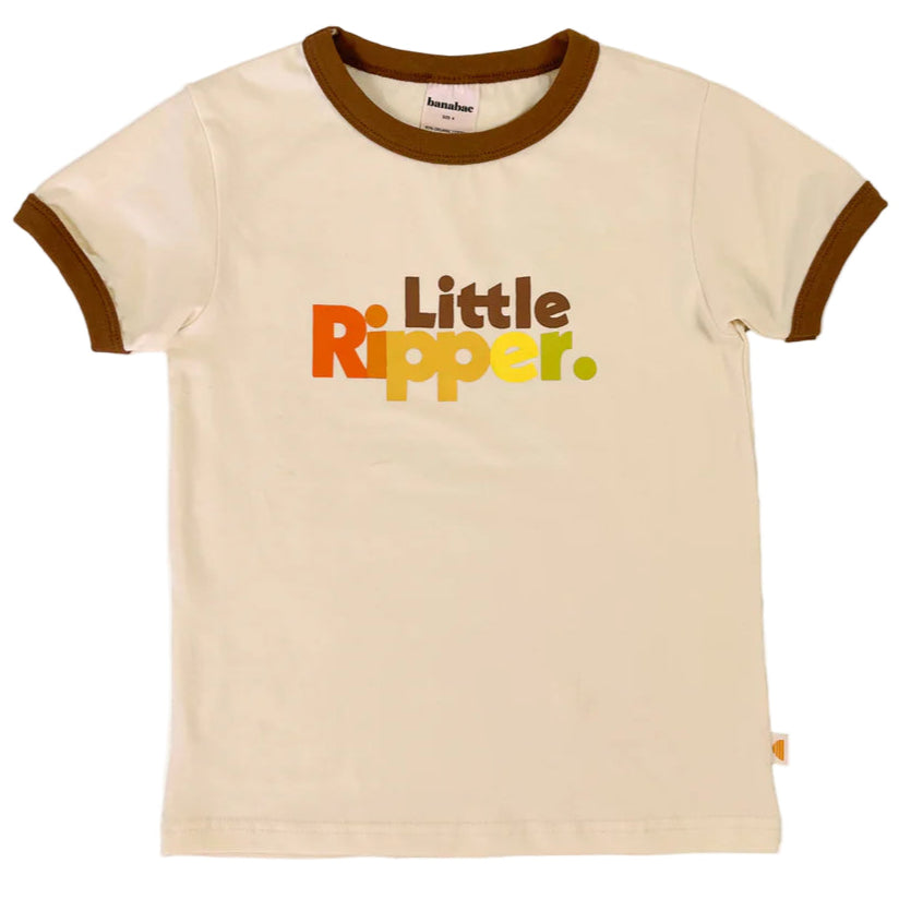 Banabae Organic Cotton T Shirt Retro Ringer - Little Ripper