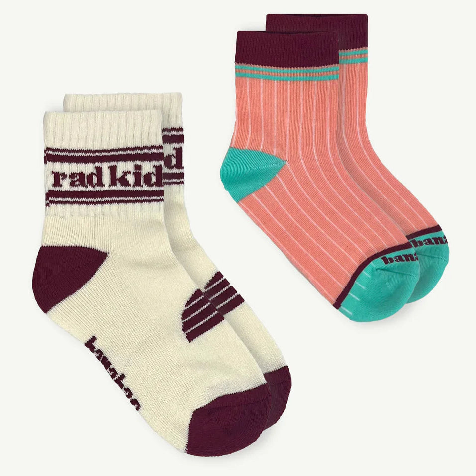 Banabae Kids Organic Cotton Crew & Berry Stripe Socks 2pk - Rad Kid