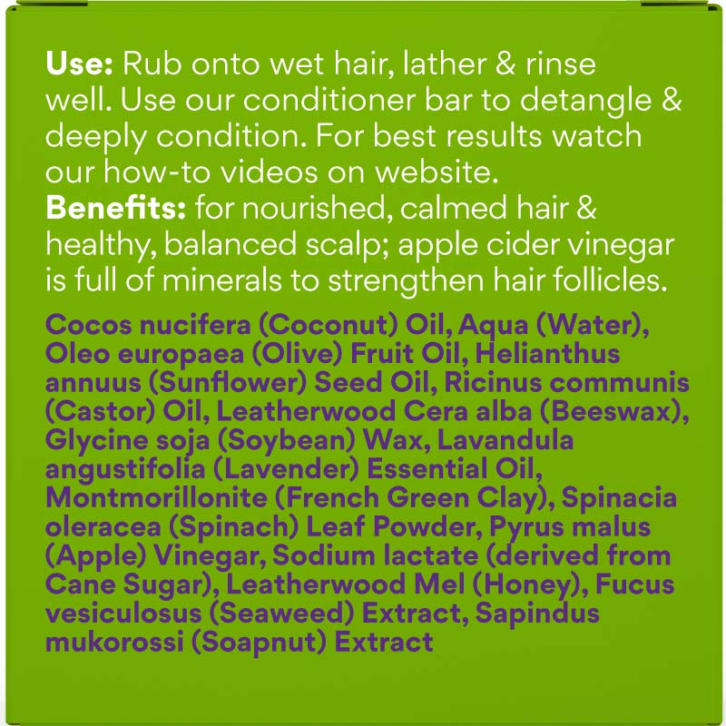 Beauty & the Bees Shampoo Bar 120g - Apple Cider Vinegar & Honey