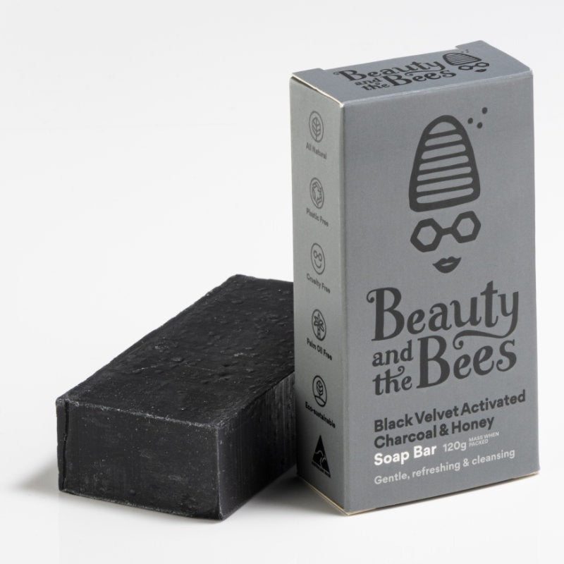 Beauty & the Bees Real Soap Bar 120g - Activated Charcoal & Honey