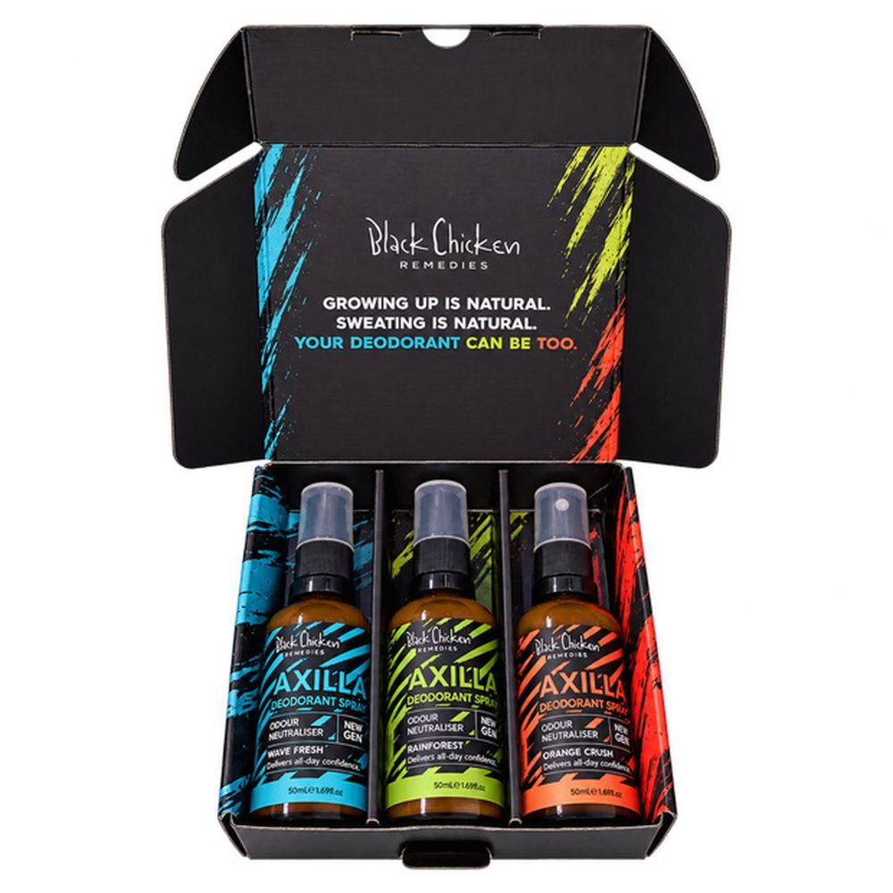 Black Chicken Remedies Axilla Deodorant Spray Trio Gift Pack - Teen & Kids