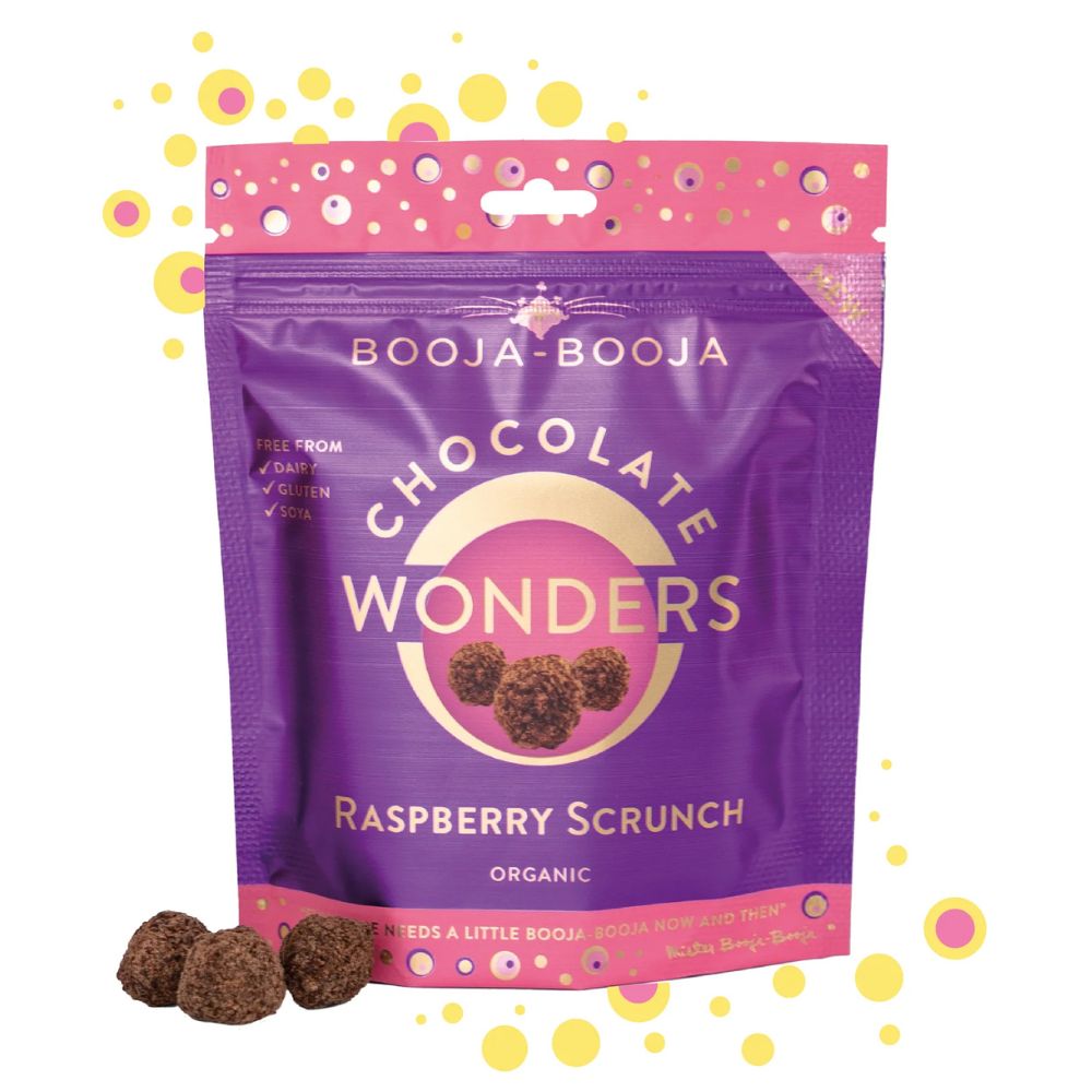 Booja-Booja Organic Vegan Truffle Bites in Share Bag 65g - Raspberry Scrunch