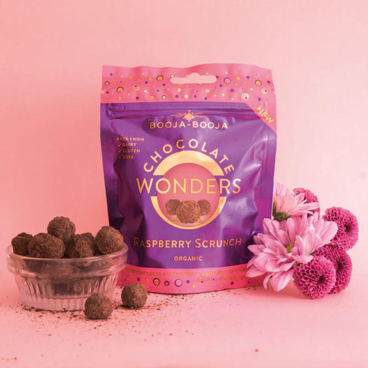 Booja-Booja Organic Vegan Truffle Bites in Share Bag 65g - Raspberry Scrunch