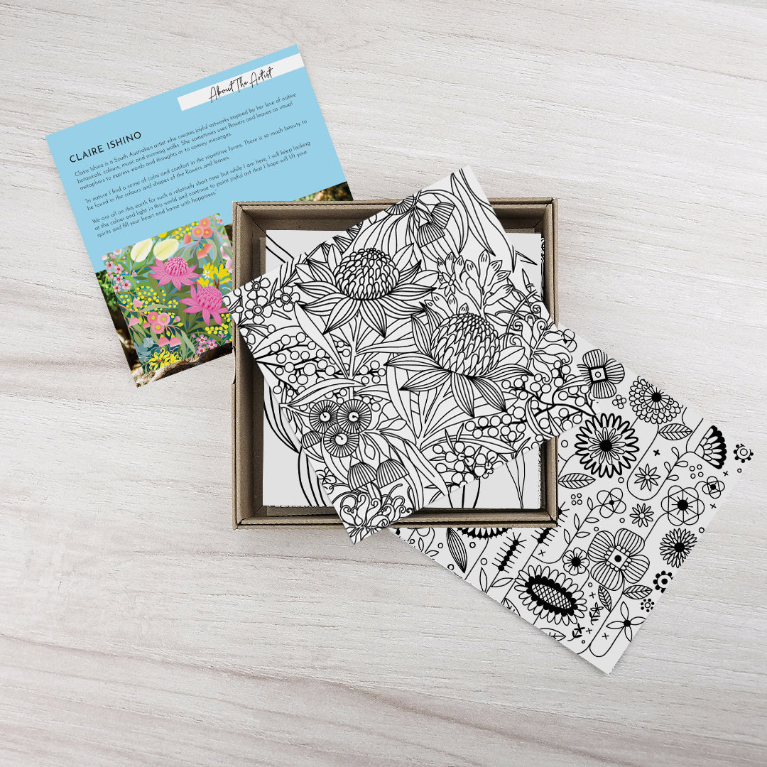 Earth Greetings Colouring Card Packs - Dream in Flowers