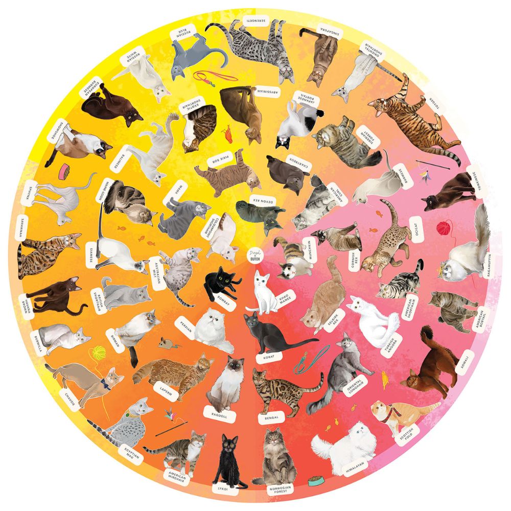 Diesel & Dutch 1000pc Jigsaw Puzzle - Fancy Felines (68cm round)