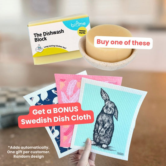 GIFT - Swedish Dish Cloth when you purchase a Biome Dishwash Round, Block or Bundle With One
