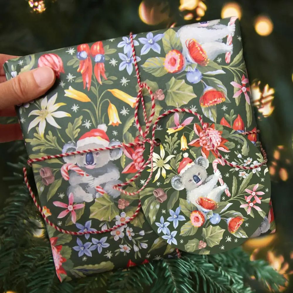 Earth Greetings Christmas Folded Wrapping Paper  - Christmas Koalas