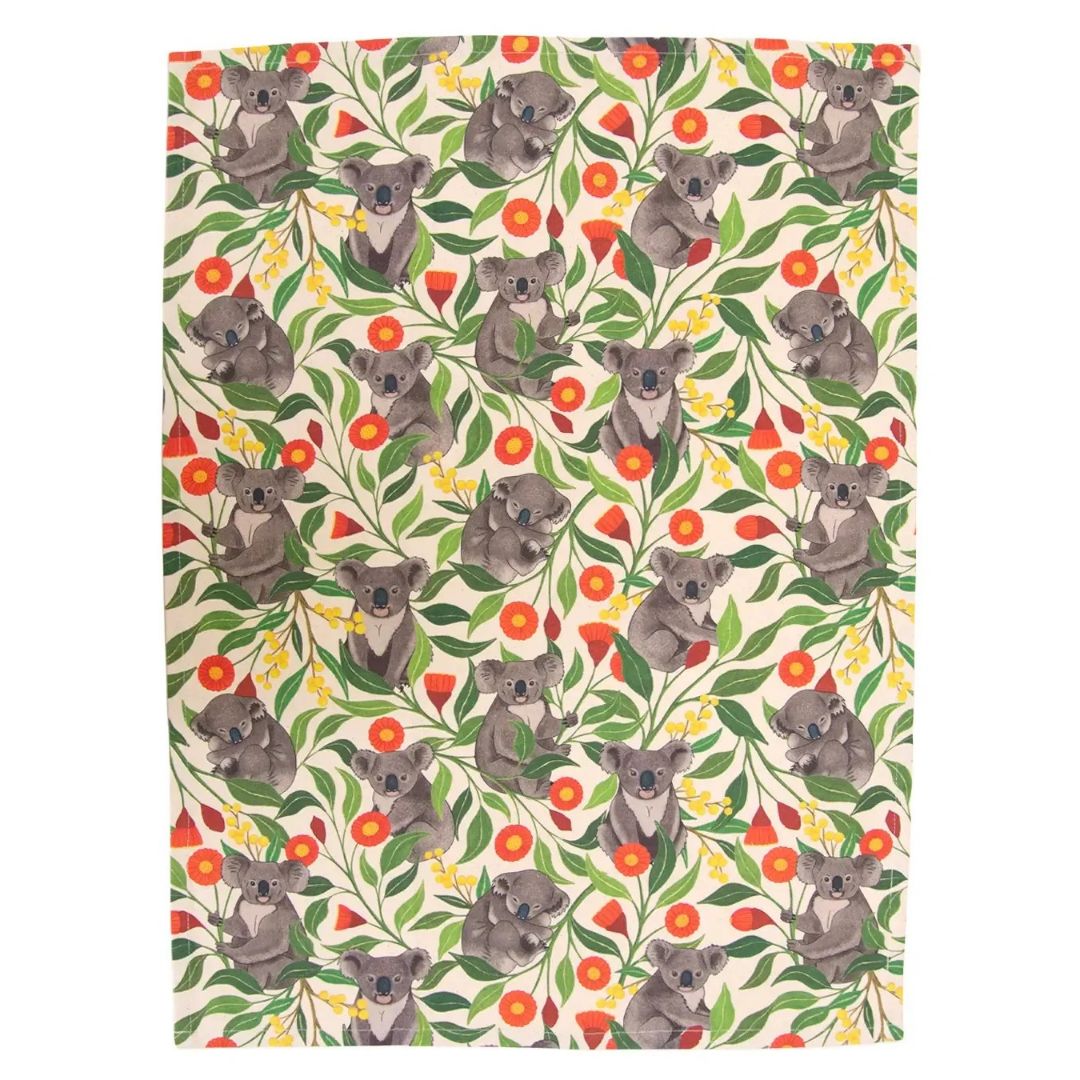 Earth Greetings Organic Cotton Tea Towel - Australian Koalas