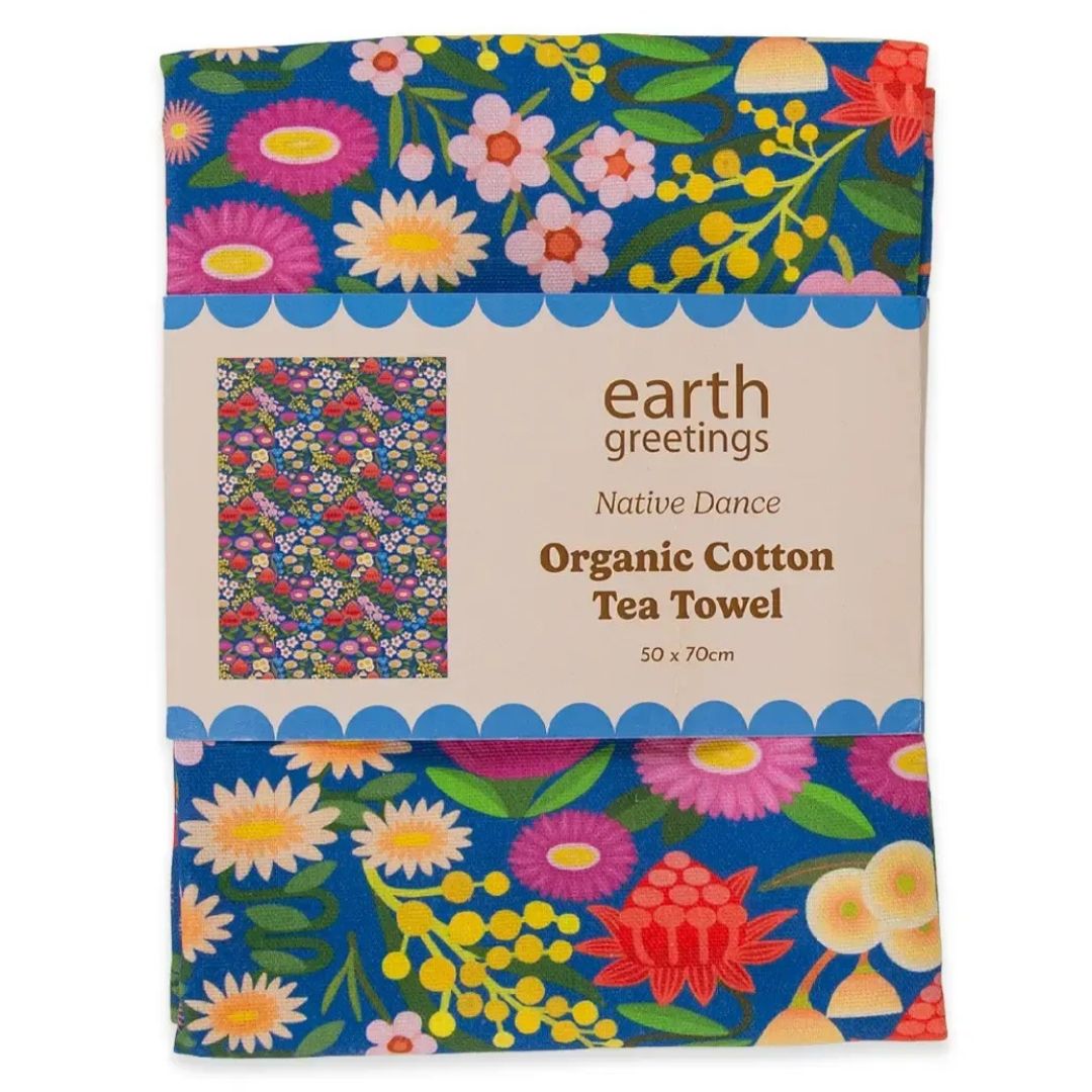 Earth Greetings Organic Cotton Tea Towel - Native Dance