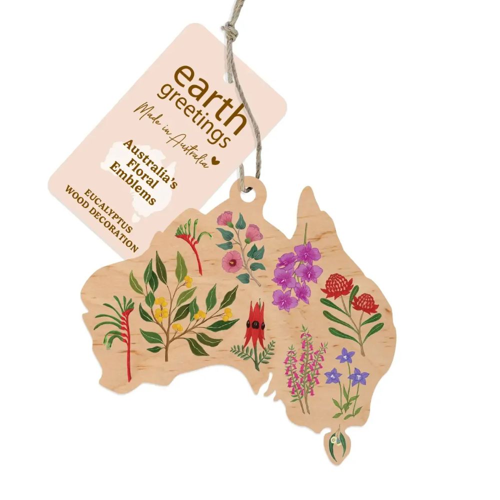 Earth Greetings Wooden Christmas Decoration - Australia's Floral Emblems