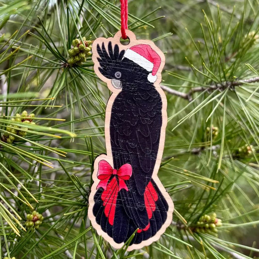 Earth Greetings Wooden Christmas Decoration - Black Cockatoo