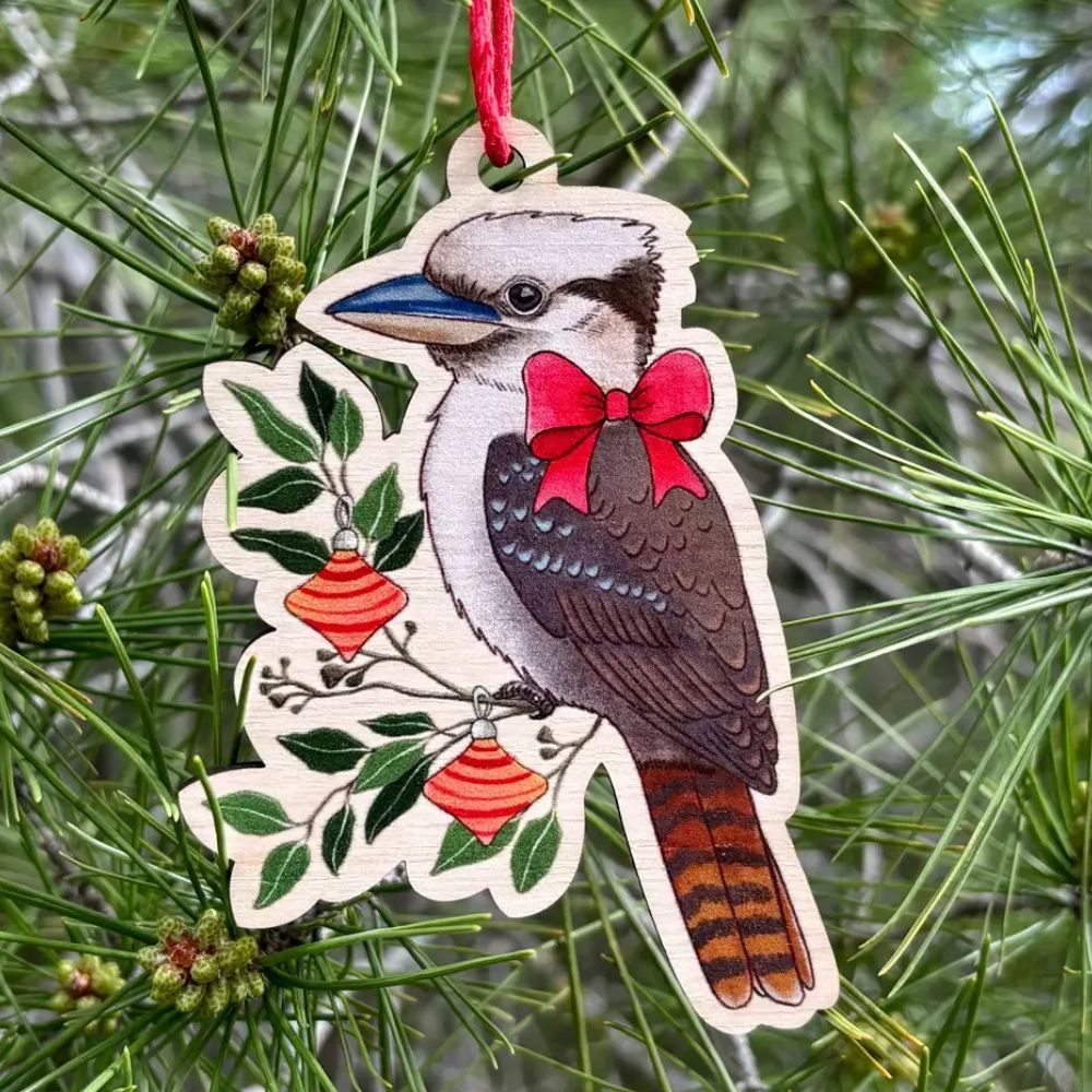 Earth Greetings Wooden Christmas Decoration - Laughing Kookaburra