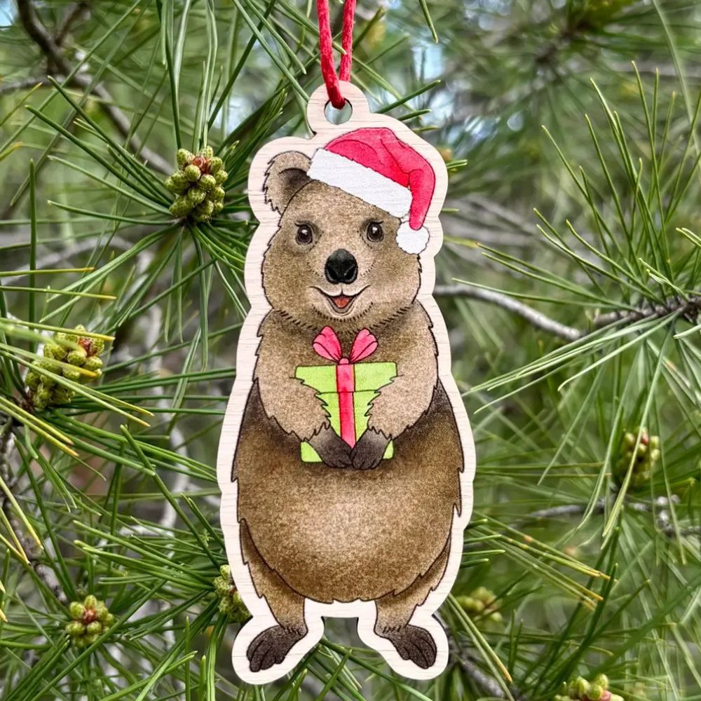 Earth Greetings Wooden Christmas Decoration - Smiling Quokka