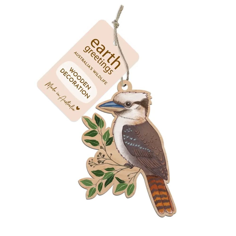 Earth Greetings Wooden Christmas Decoration - Laughing Kookaburra