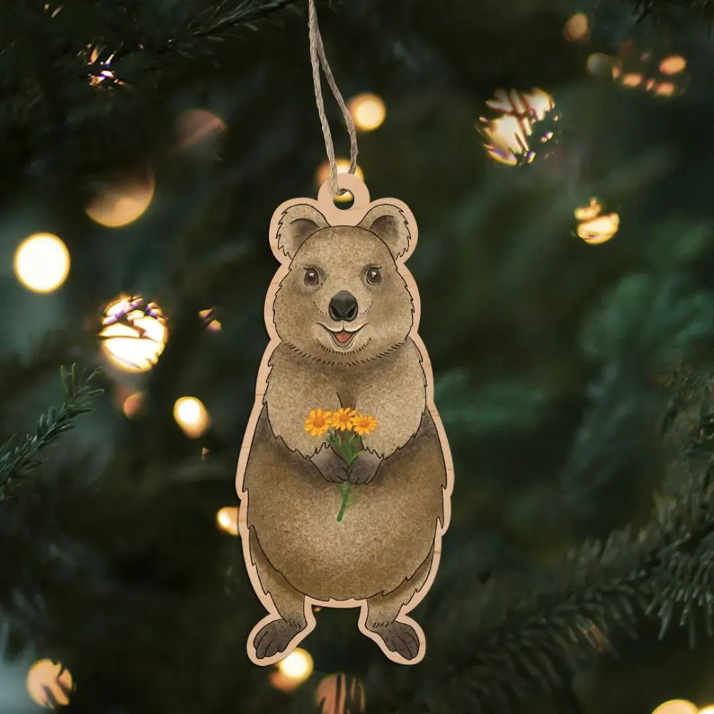 Earth Greetings Wooden Christmas Decoration - Smiling Quokka