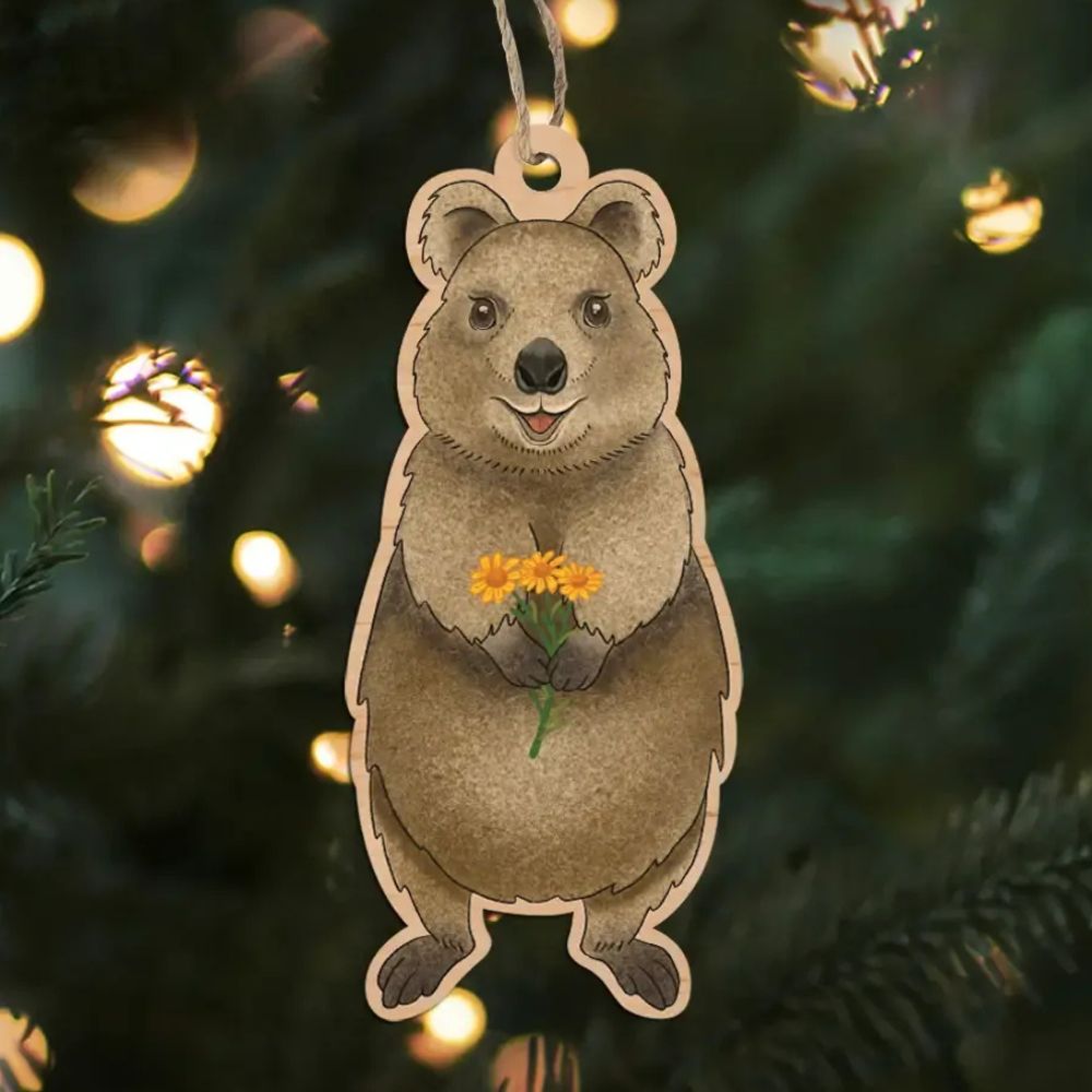 Earth Greetings Wooden Christmas Decoration - Smiling Quokka