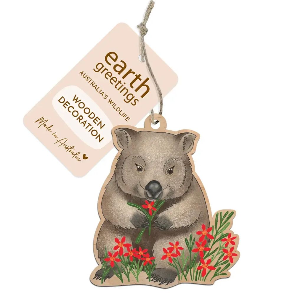 Earth Greetings Wooden Christmas Decoration - Wombat's Meadow