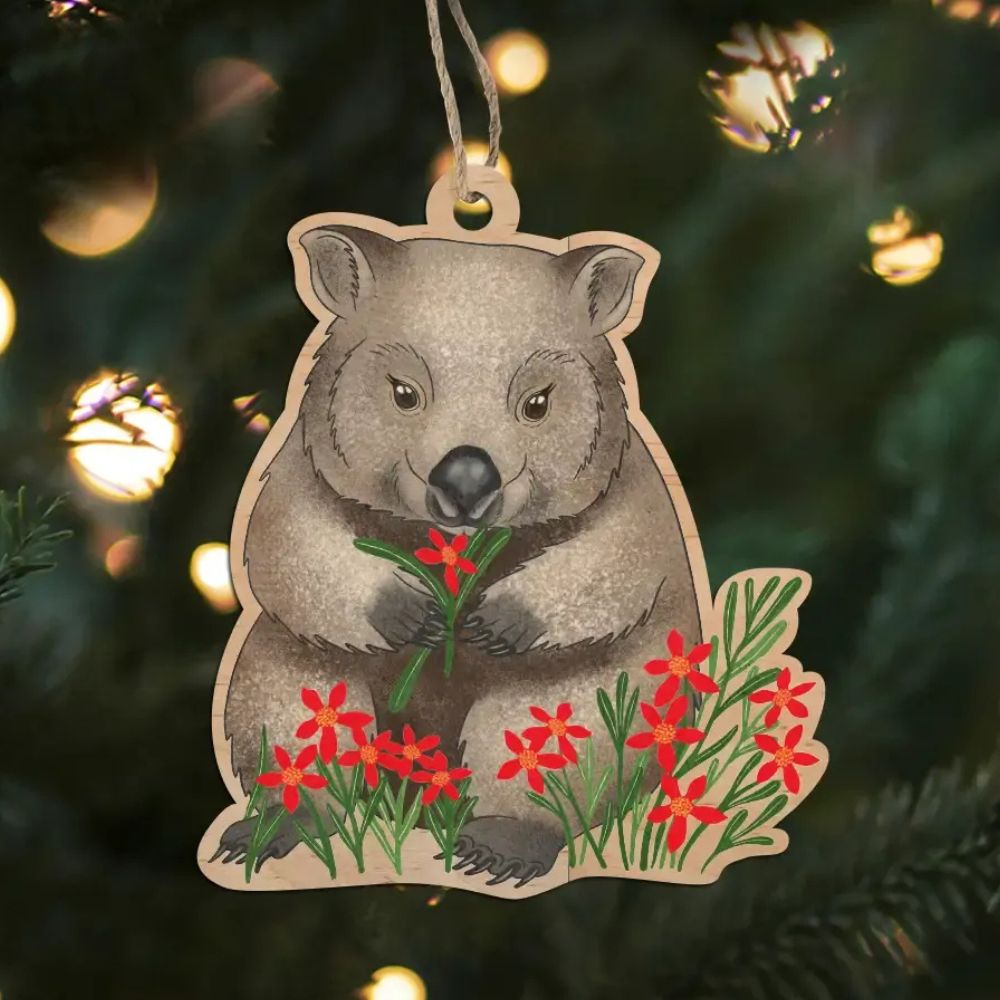 Earth Greetings Wooden Christmas Decoration - Wombat's Meadow
