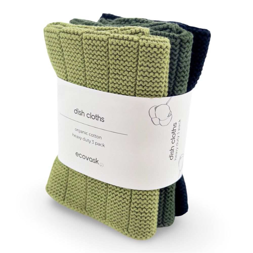 Ecovask Dish Cloths HEAVY DUTY 3pc | Organic Cotton