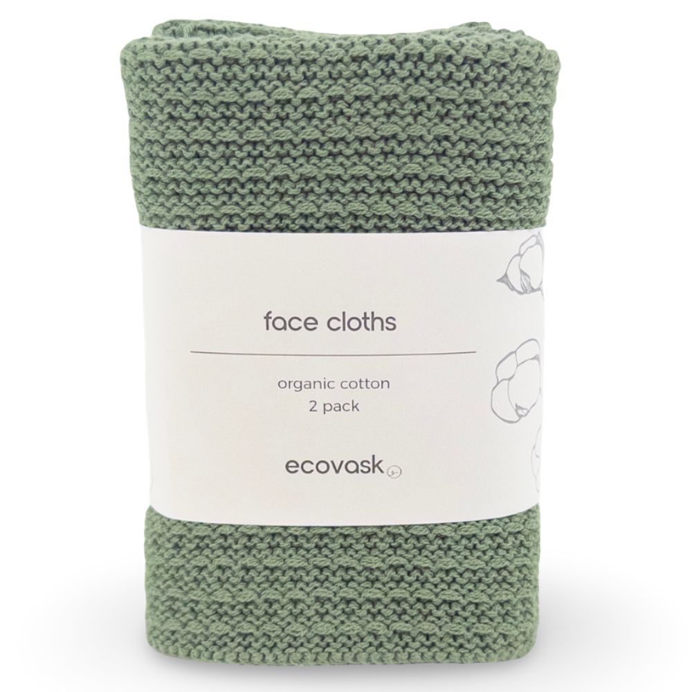 Ecovask Face Cloth 2pk Organic Cotton