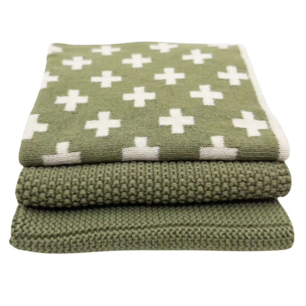 Ecovask Dish Cloth 3pc Variety Pack Organic Cotton