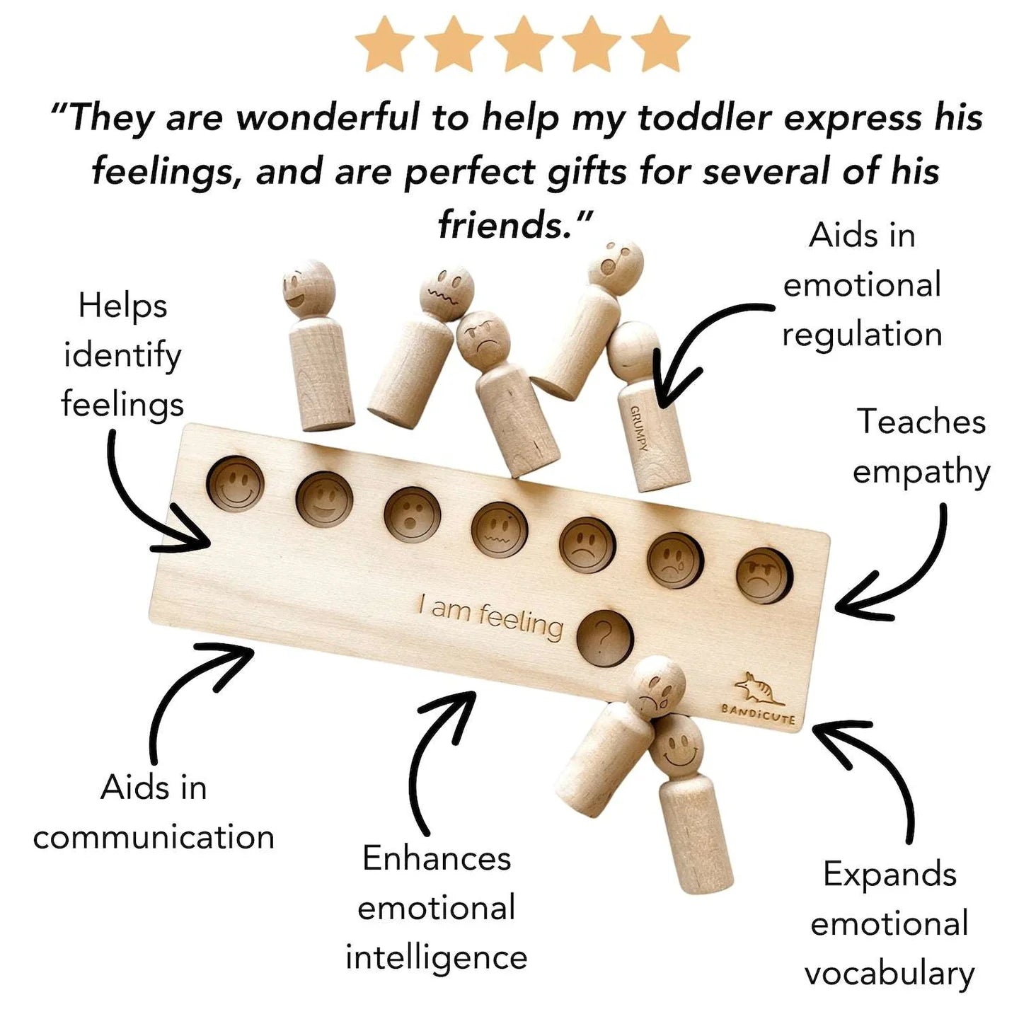 Bandicute Wooden Emotions Peg Dolls