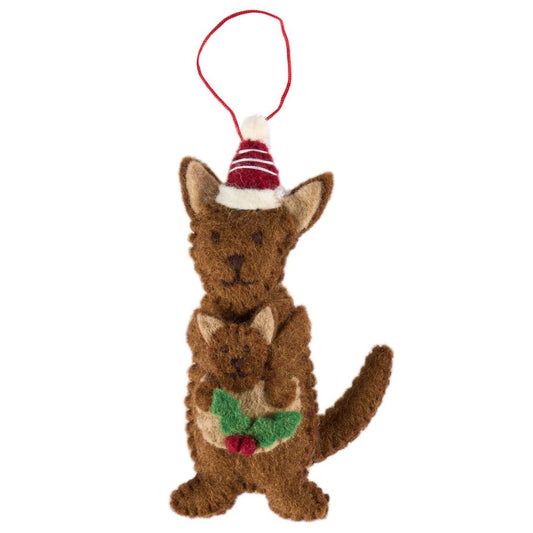 Fairtrade Felt Christmas Decoration - Kangaroo with Joey