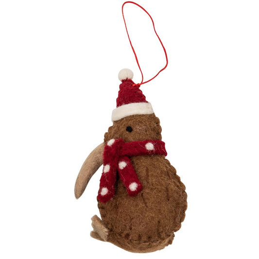 Fairtrade Felt Christmas Decoration - Kiwi Bird with Hat