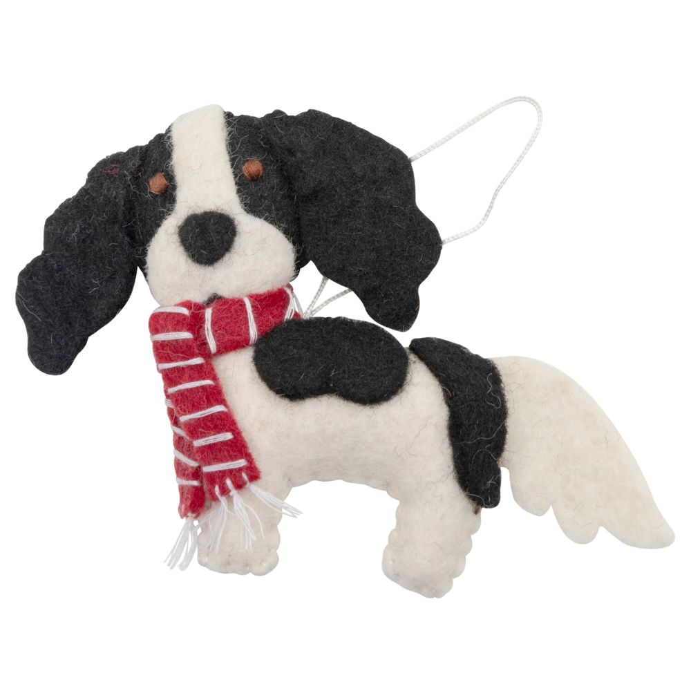 Fairtrade Felt Christmas Decoration - King Charles Cavalier