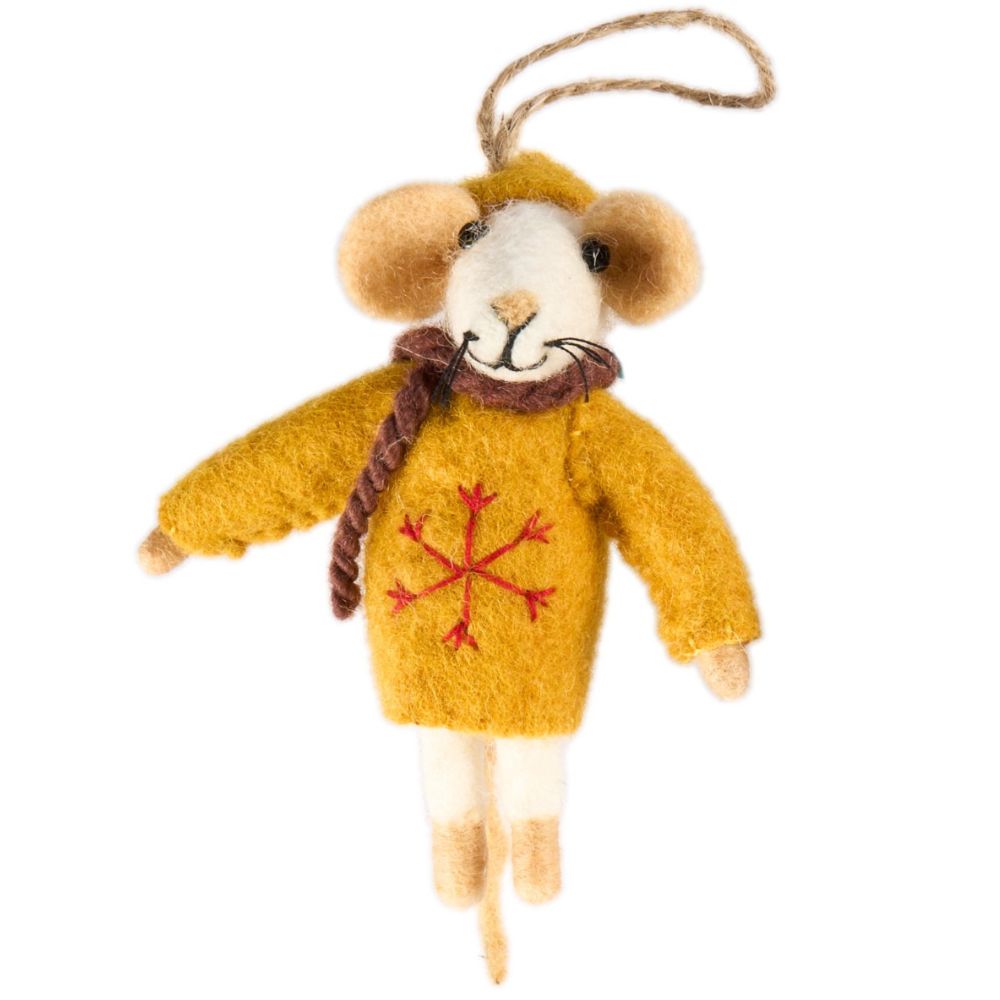 Fairtrade Felt Christmas Decoration - Mice with Snowflake Sweater